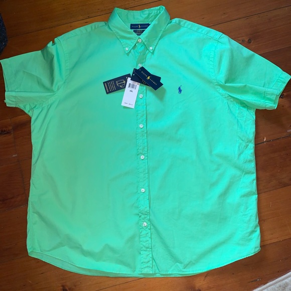 NWT Ralph Lauren GREEN short sleeved button down shirt men’s size XXL - Picture 8 of 8